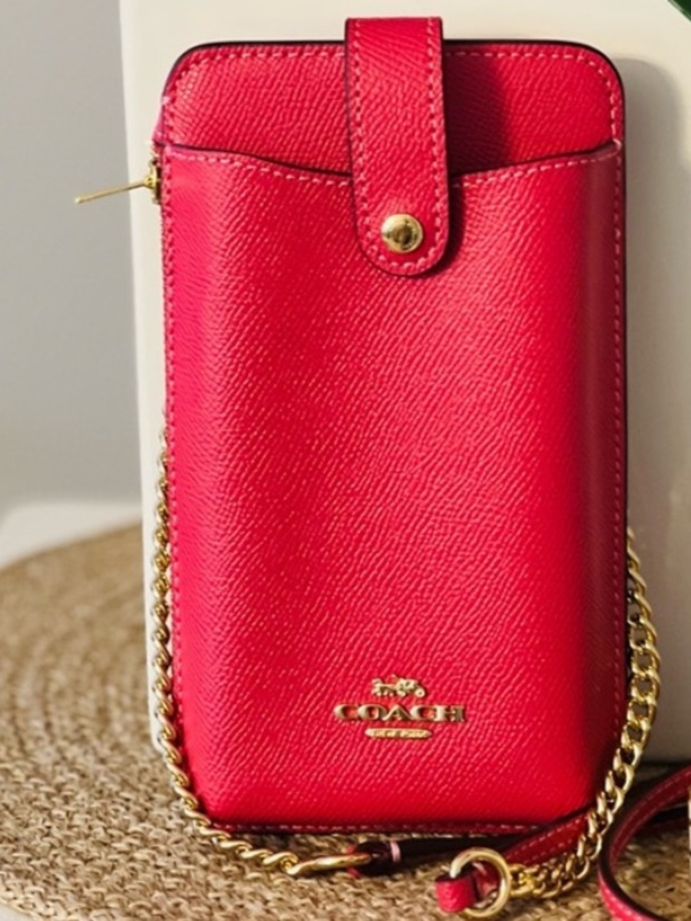 Coach Pink Leather Crossbody Phone holder